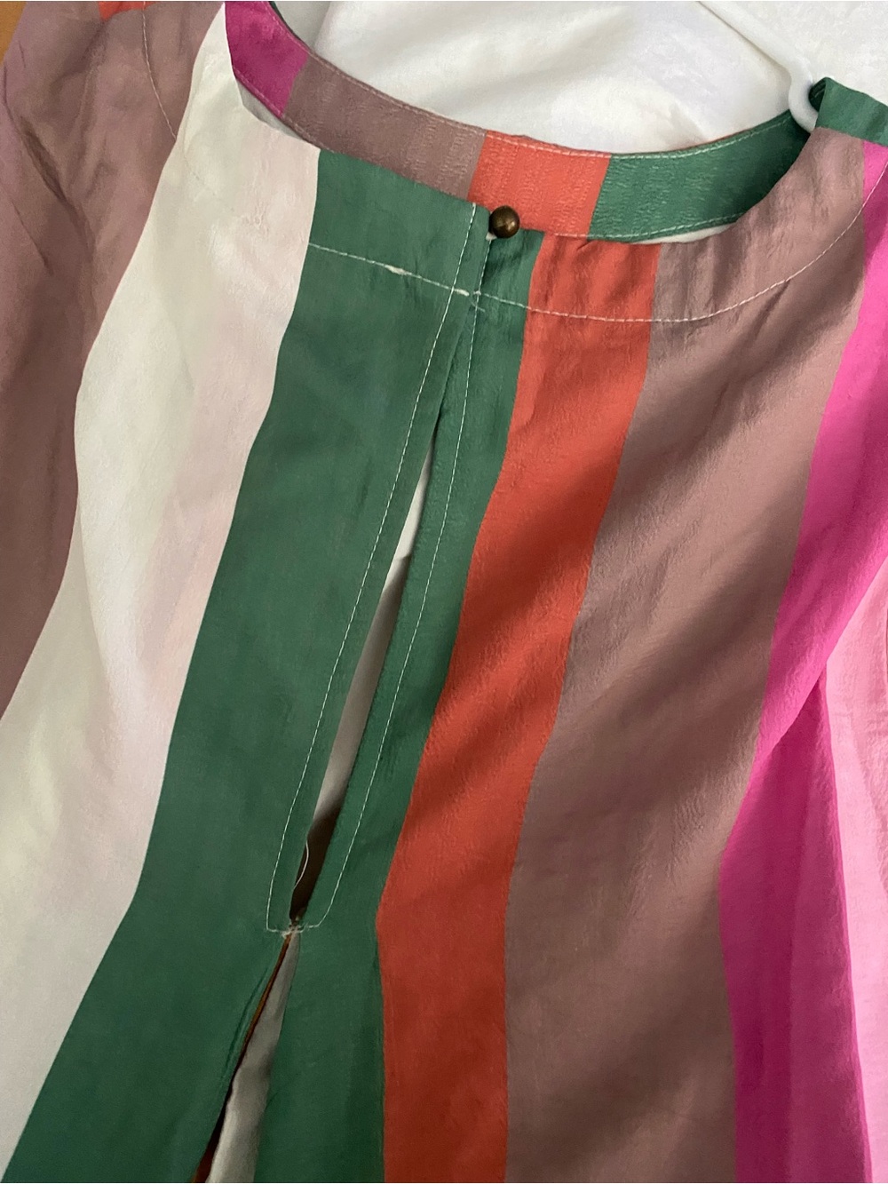 entro Multi-Color Striped Midi Dress with Puff Sleeves - Picture 3 of 4